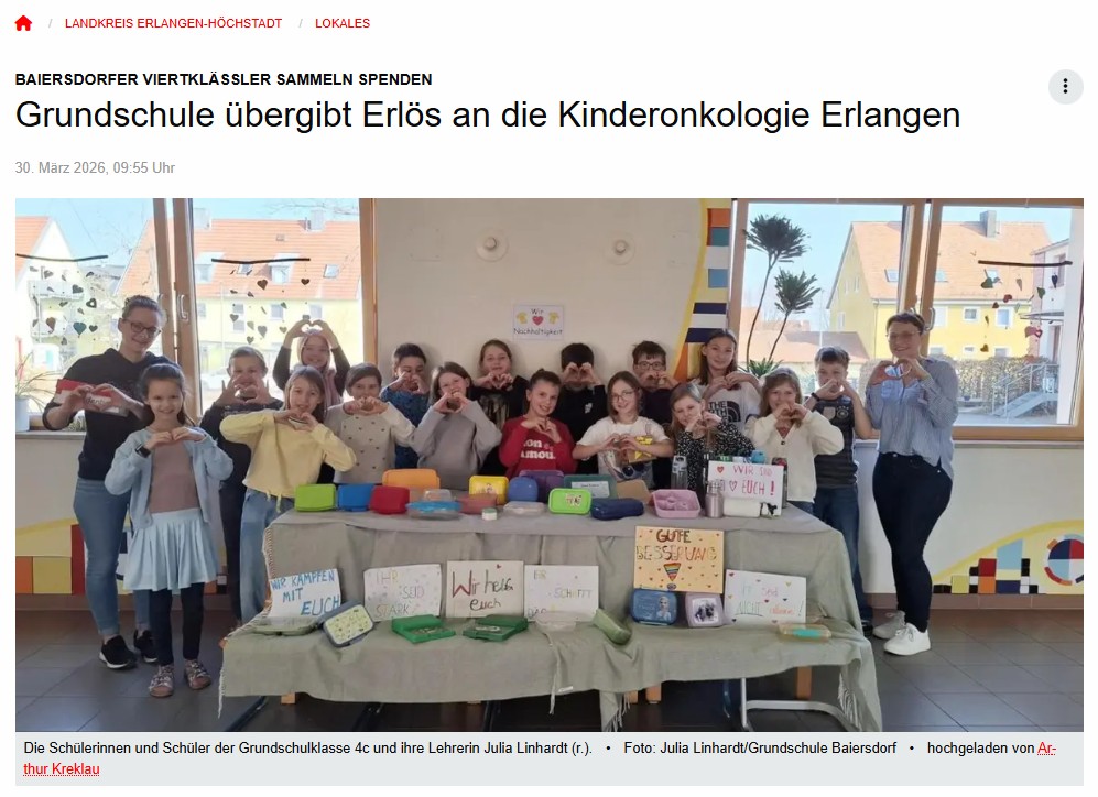 Baiersdorfer Viertklässler sammeln Spenden
